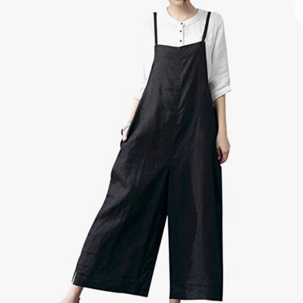 NWOT YesNo Women’s Black Loose Fit Pull-On Wide Leg Overalls